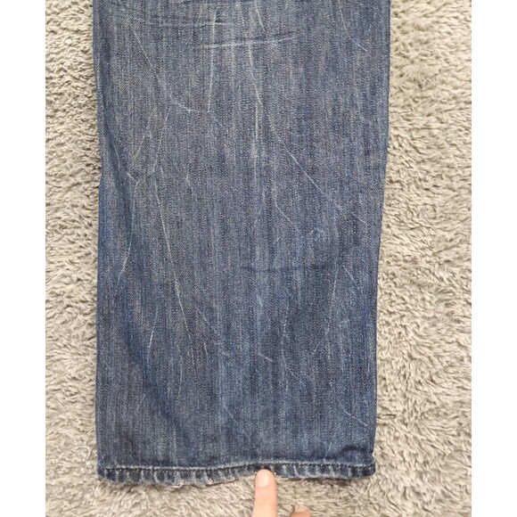 Gap Jeans Mens Sz 38x32 Straight Leg Denim Blue Stretch Distressed Original Fit - Picture 12 of 14